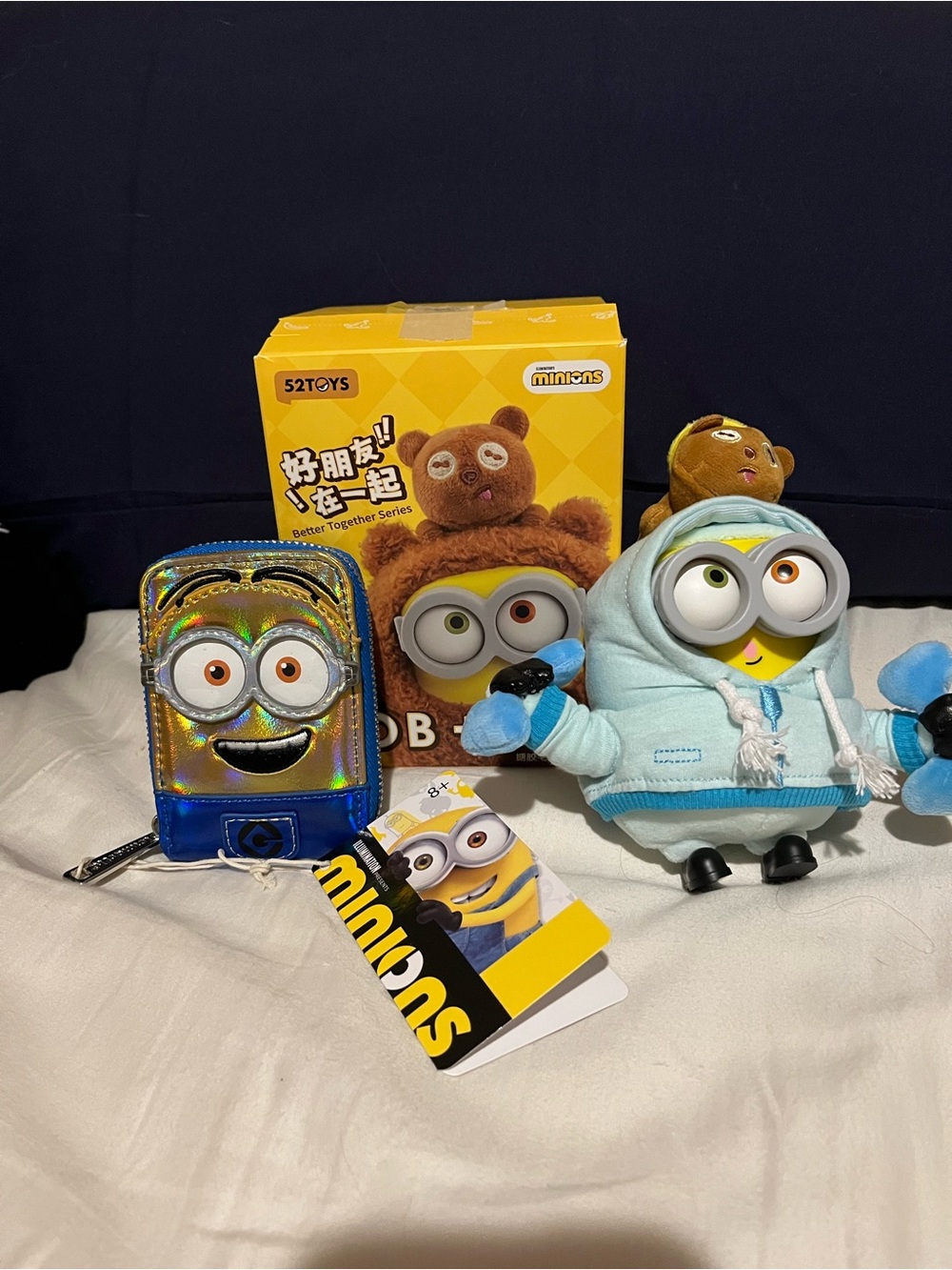Loungefly Minions Plush with Light Blue Hoodie and Holographic Mini Bag